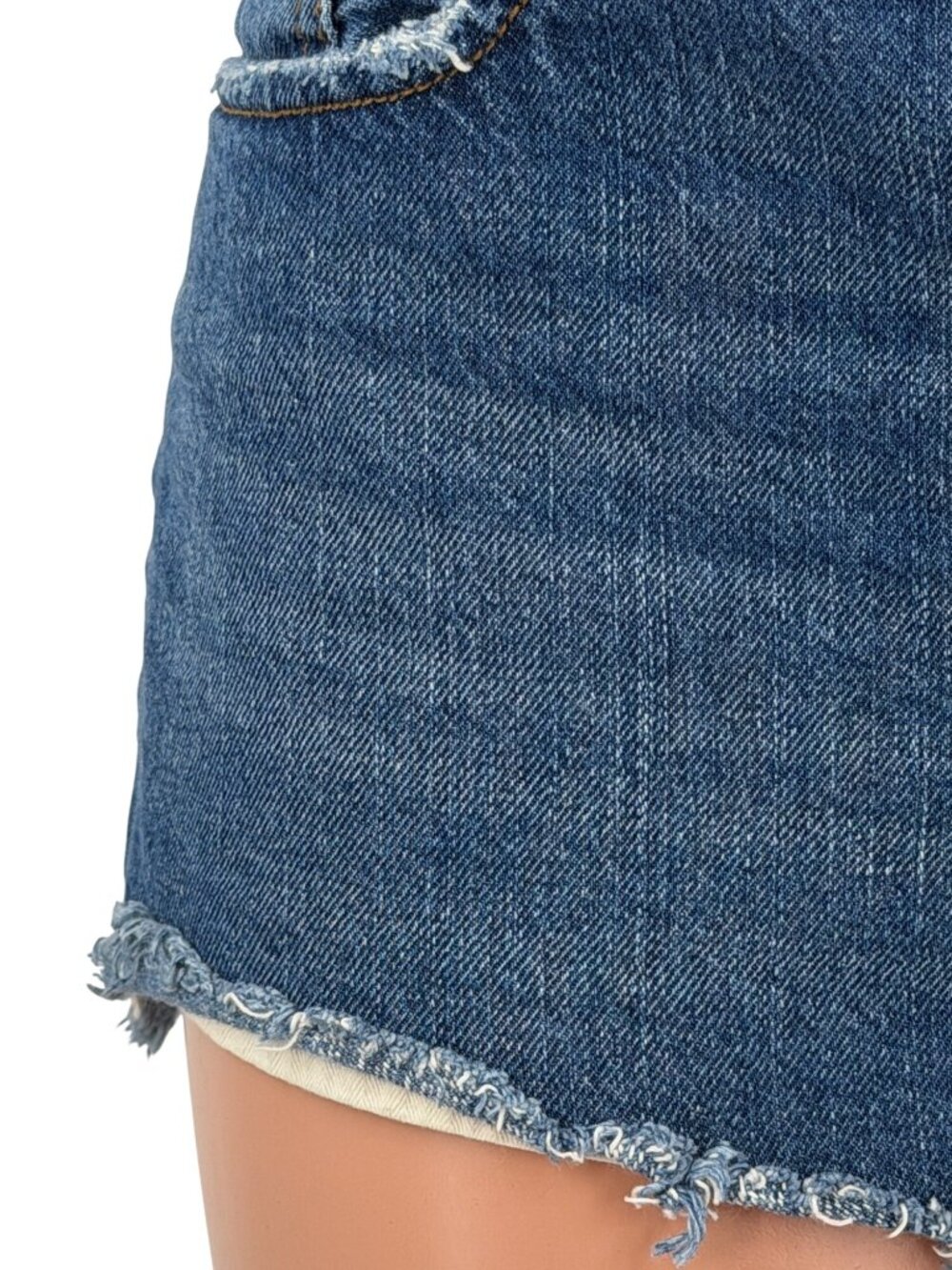 Free People Distressed Fringe Denim Jean Shorts 31| Boho Grunge Indie Sleaze Y2K - Picture 3 of 16